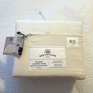 Bee and Willow Washed Layered Trim Duvet Cover King Set